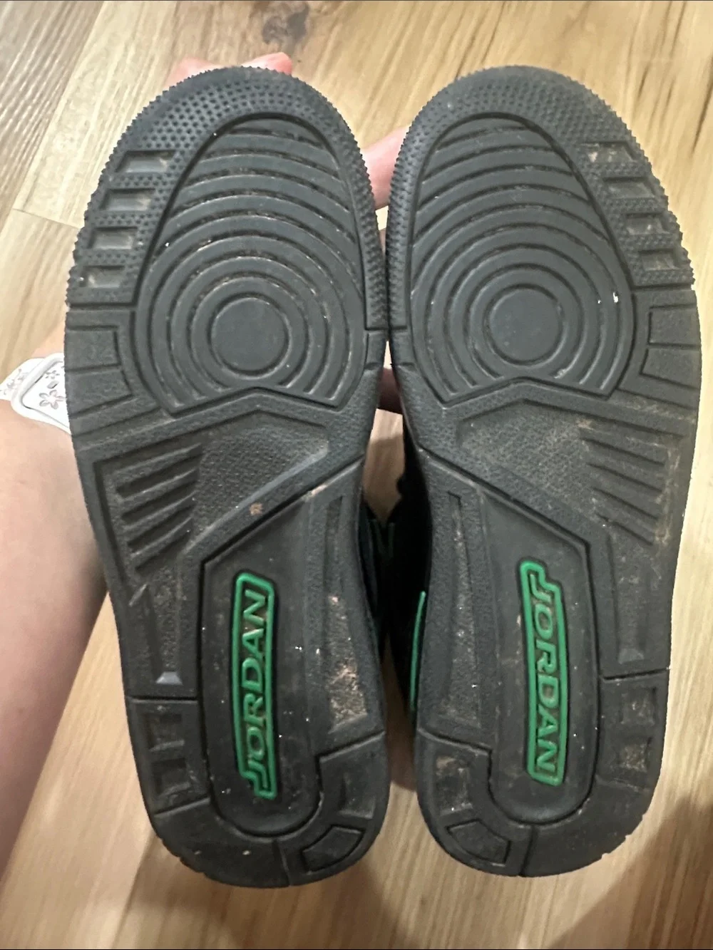 Jordan Kids Black and Green High-Top Sneakers